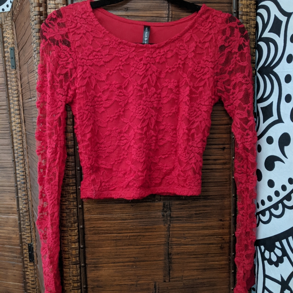 Red cropped top